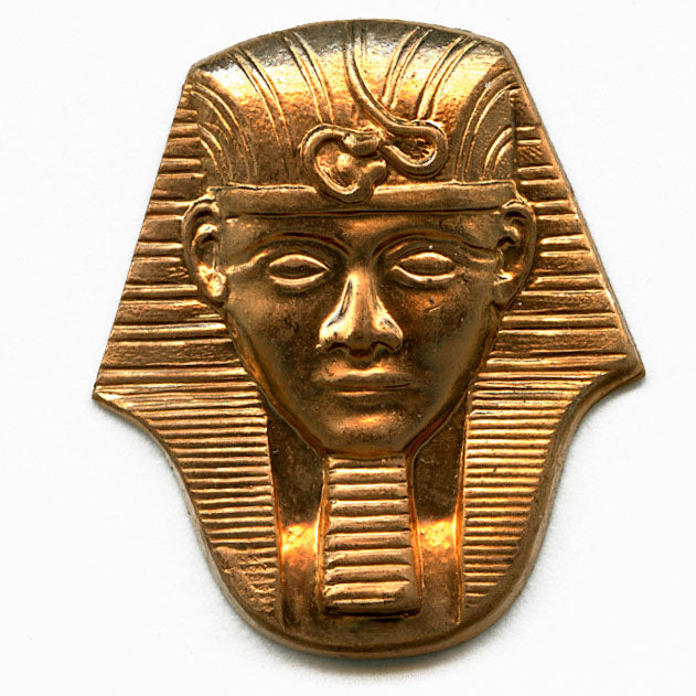Vintage red brass King Tut stamping 26x22mm pkg of 2