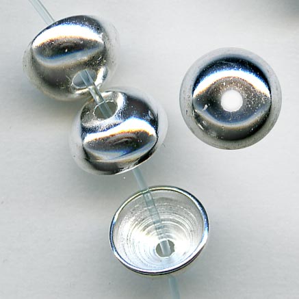 Silver plated smooth beadcap 6mm pkg of 20. b9-0914(e)