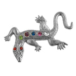 Vintage sterling silver plated brass lizard stamping with stone settings. 45x30mm Pkg of 1. 