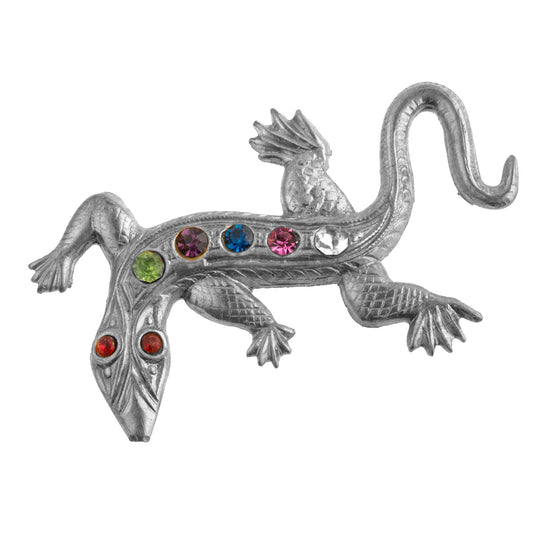 Vintage sterling silver plated brass lizard stamping with stone settings. 45x30mm Pkg of 1. b9-0923