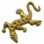 Vintage brass lizard stamping with stone settings. 45x30mm Pkg of 1.