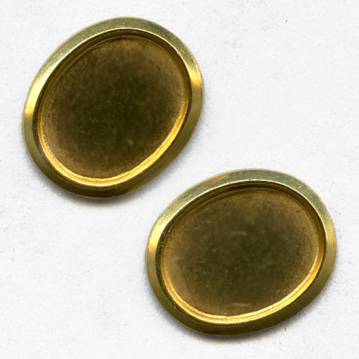 b9-0974-Vintage brass setting for 10x8mm oval cabochon. Pkg of 6