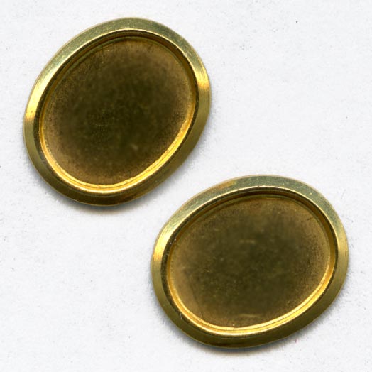 Vintage brass setting for 10x8mm oval cabochon. Pkg of 6