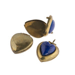 Vintage heart shaped locket with lapis glass stone, 16x14mm pkg of 1. 