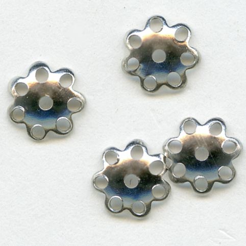 Smooth perforated silver plated bead cap with scalloped edges 7mm pkg of 10.