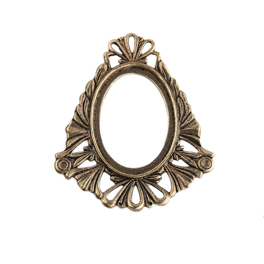 Vintage solid ox brass frame pendant setting for 24x19mm cabochon. Pkg. of 1. b9-1018(e)