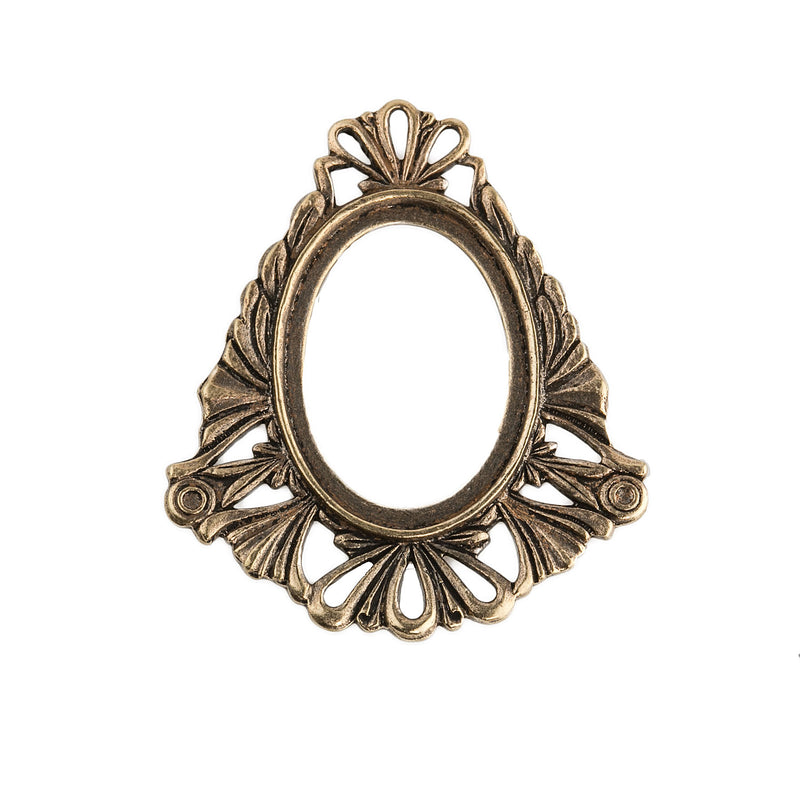Oxidized Brass Frame Pendant Setting for an 18x12mm cabochon. Sold Individually. b9-0854
