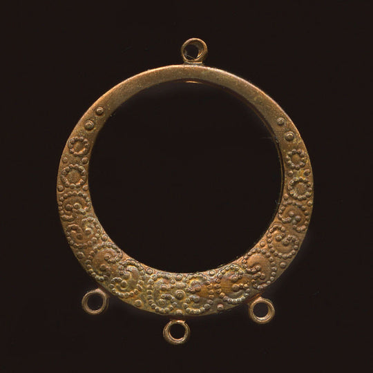 Vintage solid brass fancy embossed chandelier ring 27x22mm, pkg of 2. b9-1045(e)