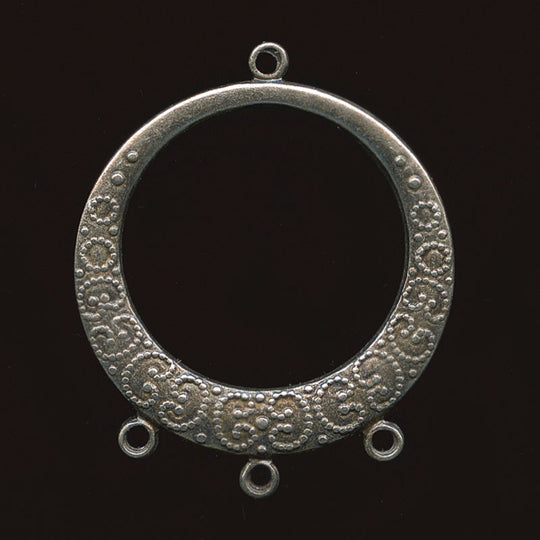 Vintage silver plated fancy embossed chandelier ring 35x29mm, pkg of 2. b9-1046-2(e)