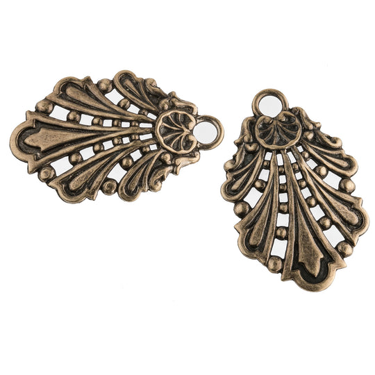 Solid brass stamped and dapped pendant 44x28mm Pkg of 2. b9-1054(e)