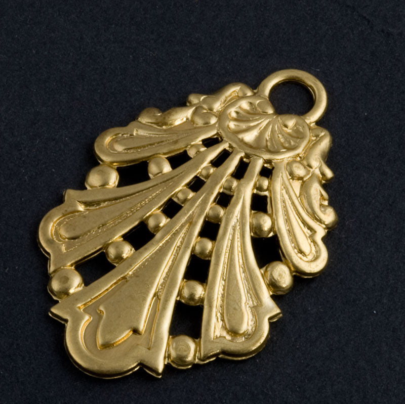 Solid brass stamped and dapped pendant 44x28mm Pkg of 2.
