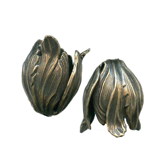Oxidized brass petal bead cap 22mm sold individually. b9-2024