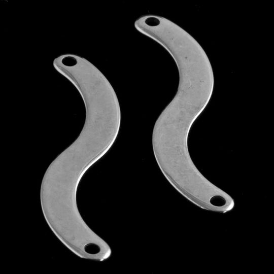 Vintage silver plated S shaped flat connector. 35x5mm. France. Pkg of 10. b9-2040s