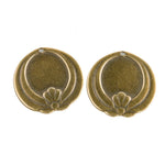 Vintage stamped brass Japanese ornamental lotus design disk charm. 20mm. Pkg of 6.