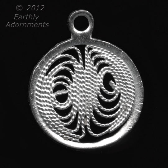 Vintage silver plated filigree disks. 15mm diameter. 4 pcs, b9-2142(e)