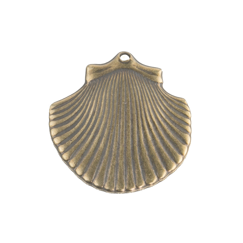 Vintage stamped brass seashell. 20mm Pkg. of 4