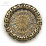 Oxidized brass filigree setting for a flat back round cabochon 12mm diameter. 1 pc. b9-2163