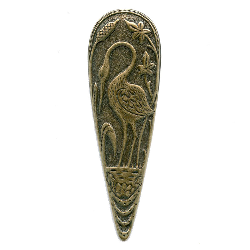 Oxidized brass Aesthetic period style stamped embossed Flamingo. 1 pc.