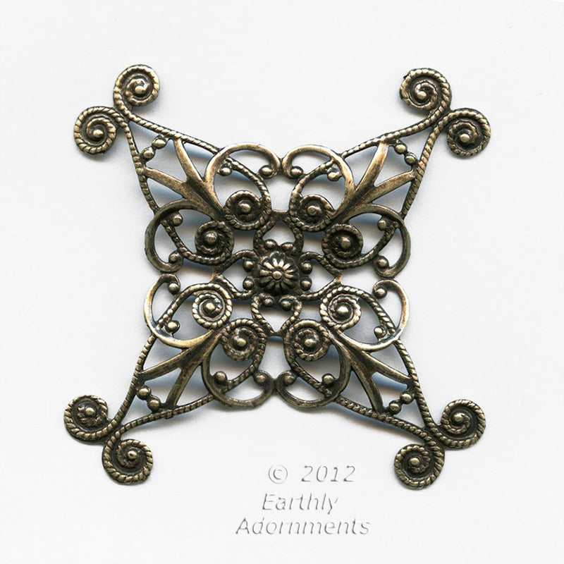 Oxidized brass filigree wrap. 60mm. Sold individually. b9-2219(e)
