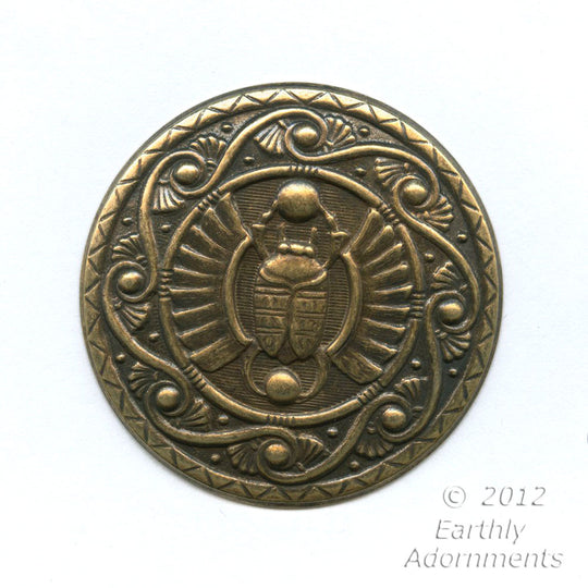 Oxidized brass Egyptian Revival style pendant. 45mm diameter. Sold individually. B9-2221