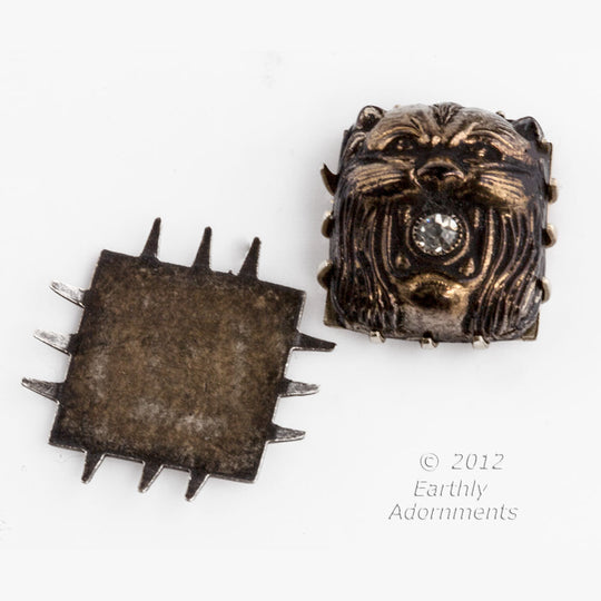 Oxidized brass flat 12mm square pronged setting. 2 pcs. b9-2225