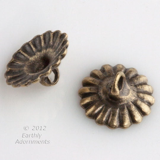 Oxidized brass 10mm up-eye bead cap 6 pcs. b9-2249