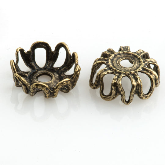 Oxidized brass filigree bead cap 6x3mm 12 pcs. b9-2228