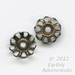 Oxidized brass filigree bead cap 6x3mm 12 pcs