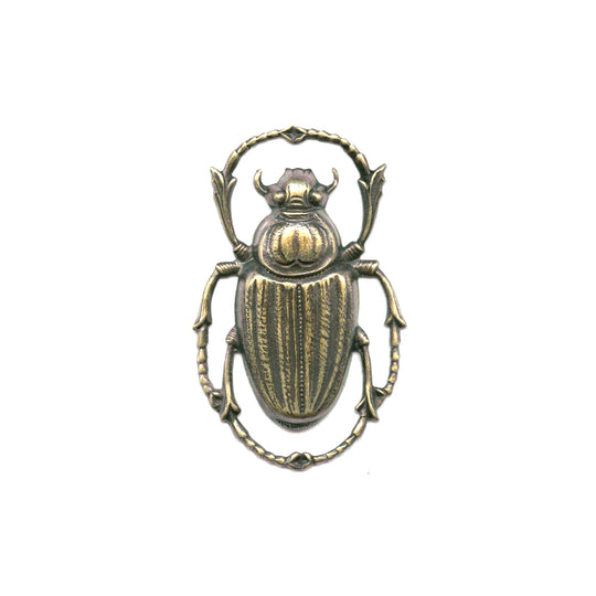 Oxidized brass Egyptian Revival style scarab stamping. 43x28mm sold individually. b9-2230