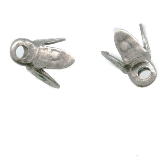 Silver plated brass up-eye bead caps. 5mm. Package of 6. B9-2252s