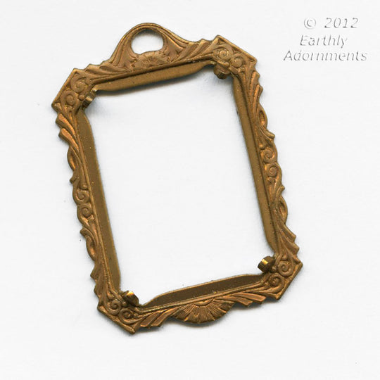 Oxidized brass 24x18mm openback flat prong setting with 1 ring. Sold individually. b9-2254
