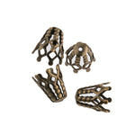 Oxidized brass filigree bead cap. 8mm at rim. 10mm long. Pkg. of 4. 