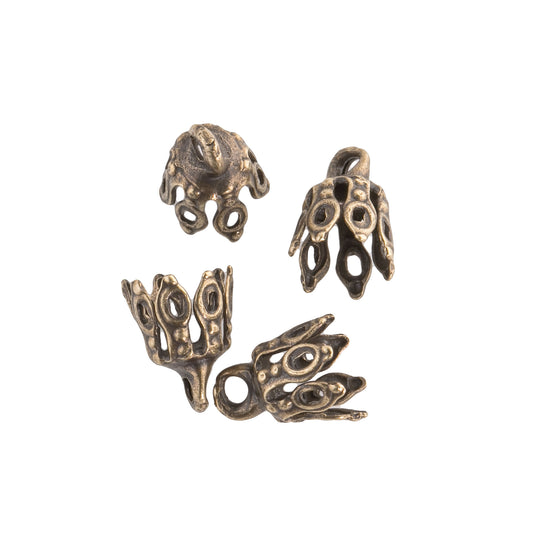 Oxidized brass up-eye bead cap. 8x7mm. Pkg of 4. B9-2291