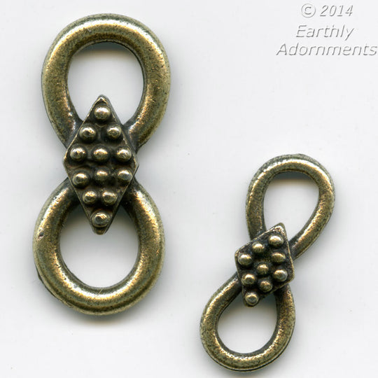 Oxidized brass figure-8 connector 15x6mm. Pkg. of 4. B9-2296-1