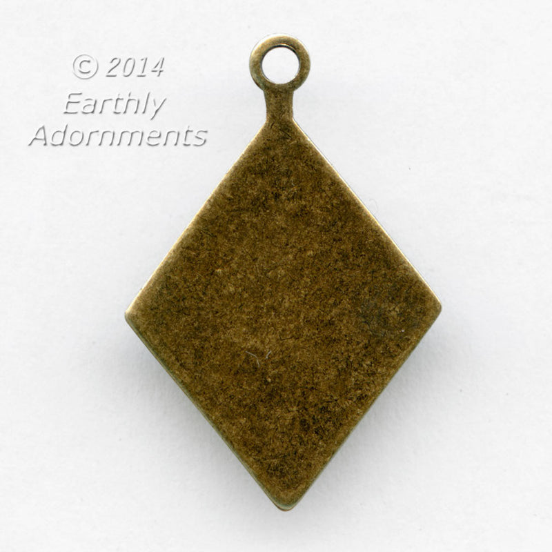 Diamond shaped glue-on tab with ring for stone or cabochon. Pkg of 4.