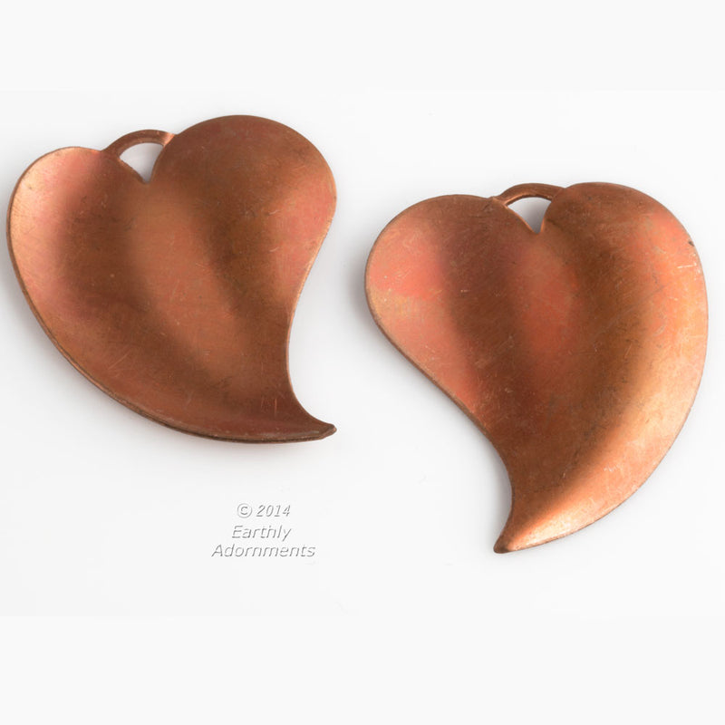 Copper retro leaf pendant. 37x30mm. Package of 2.