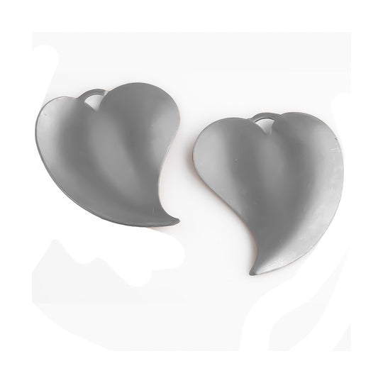 Silver plated copper retro leaf pendant. 37x30mm. Package of 2. B9-2327s