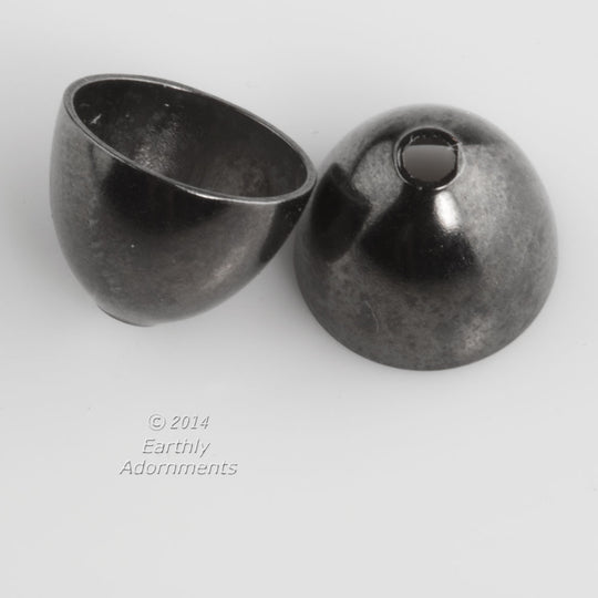 Gunmetal bead caps, 11x8mm. Package of 4. b9-2328(e)