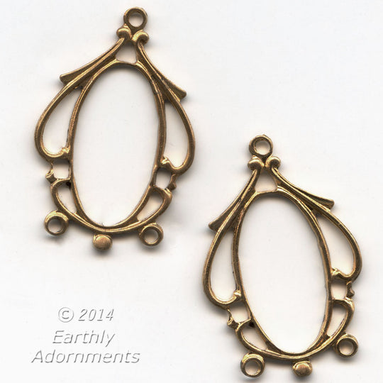 Stamped brass chandelier connector, 3 rings, 20x16mm, package of 6. b9-2336