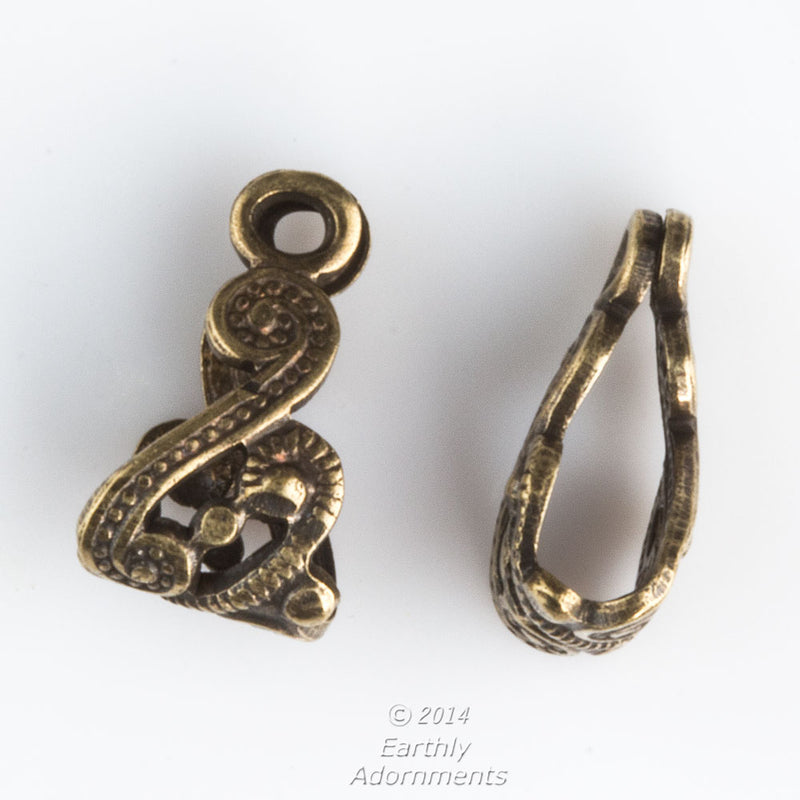 Oxidized filigree bail. 13x8mm. Sold individually.