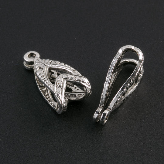 Sterling silver plated brass filigree bail. 13x6mm. Sold individually. b9-2360s