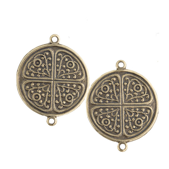 Stamped oxidized brass Celtic knot charm or connector. 23x18mm. Package of 2. b9-2378(e)