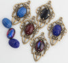 Stamped oxidized brass pronged setting for 14x10mm cabochon. 37x25mm . Package of 2.