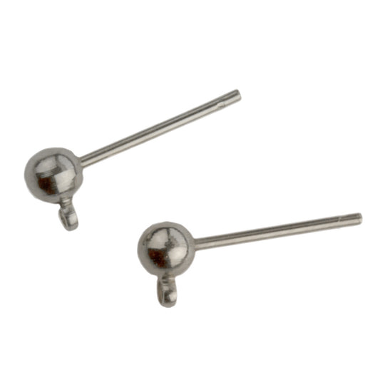 Silver plated earring post with ring 4 pieces. b9-2399(e)