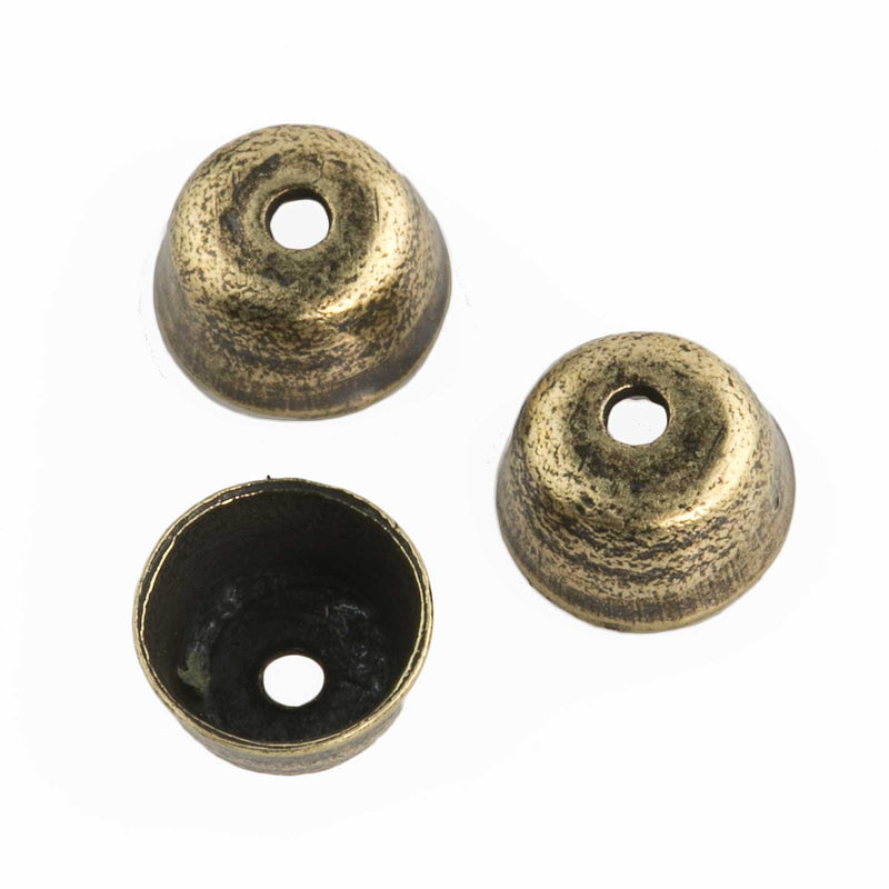 Antiqued brass cup shaped bead cap. 4mm. Pkg of 10. 