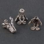 Silver plated brass fancy 3 prong bead cap 13x11mm. Pkg of 2.