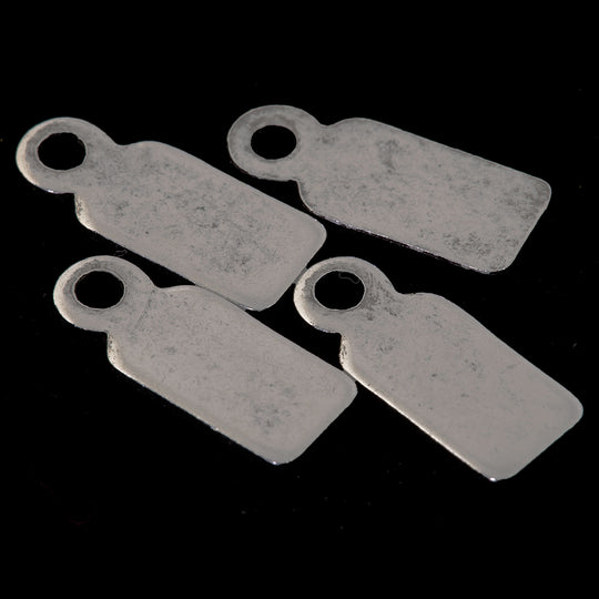 Silver plated brass rectangular tabs. Glue on to stone or cabochon.  12x5mm. Pkg 4. B9-2500s