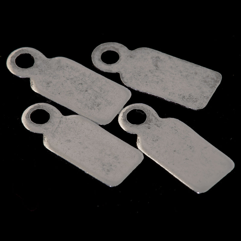 Silver plated brass rectangular tabs. Glue on to stone or cabochon.  12x5mm. Pkg 4. 