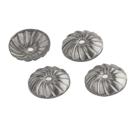 Silver plated brass beadcap with Spiral Design. 8mm. Pkg. of 6. B9-0484s