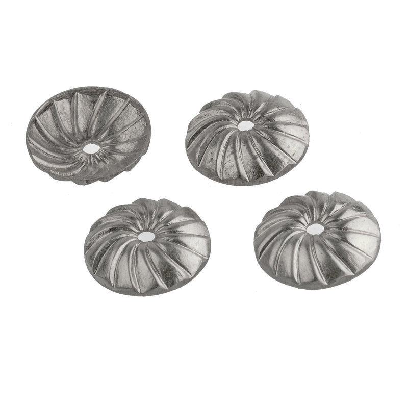 Silver plated brass beadcap with Spiral Design. 8mm. Pkg. of 6.